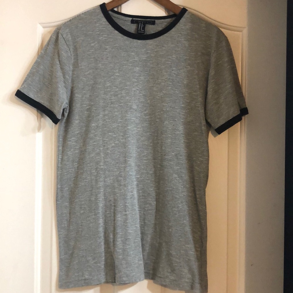 21 Men Gray Striped Men's T-shirt Size XS